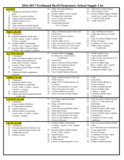 2016-2017 Ferdinand Herff Elementary School Supply List