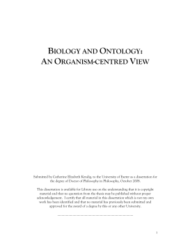 BIOLOGY AND ONTOLOGY: AN ORGANISM