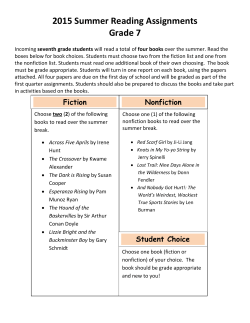 2015 Summer Reading Assignments Grade 7