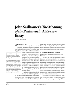 John Sailhamer`s The Meaning of the Pentateuch: A Review Essay