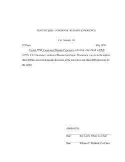 Egotist EIMI: Cummings` Russian Experience