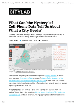 of Cell-Phone Data Tell Us About What a City Needs?