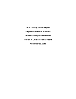 2016 Thriving Infants Report Virginia Department of Health Office of