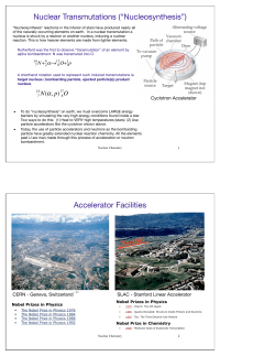 Nuclear Transmutations (&ldquo;Nucleosynthesis&rdquo;)
