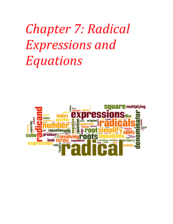 Chapter 7: Radical Expressions and Equations