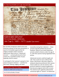 INDENTURED SERVANT TO COLONIAL