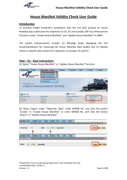 House Manifest Validity Check User Guide
