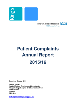 Patient Complaints Annual Report 2015/16