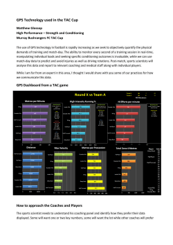 Match Day GPS Information &ndash; Matthew Glossop
