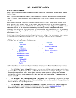 SAT – SUBJECT TESTS and APs