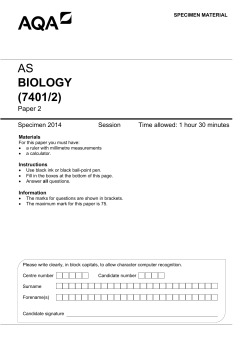 AS Biology Specimen question paper Paper 2