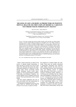 Meaning in life and hope as predictors of positive mental health