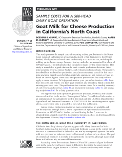 Sample Costs for a 500-Head Dairy Goat Operation: Goat Milk for