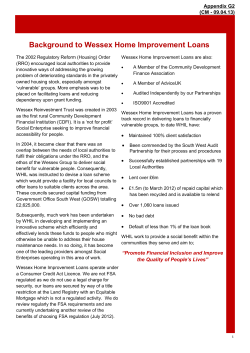 Background to Wessex Home Improvement Loans
