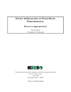 Soviet Approaches to Folk Music Performance: Revival or