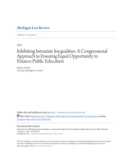 Inhibiting Intrastate Inequalities - University of Michigan Law School