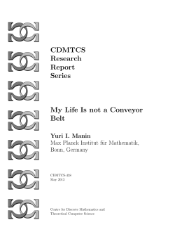 My Life Is not a Conveyor Belt - Department of Computer Science