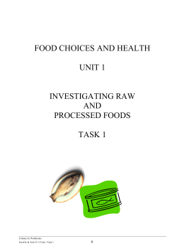food choices and health unit 1 investigating raw and processed