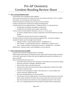 Pre-AP Chemistry Covalent Bonding Review Sheet
