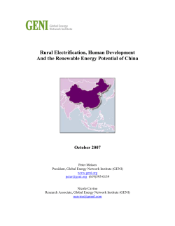 Rural Electrification, Human Development And the Renewable