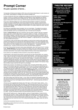 Prompt Corner - Theatre Record