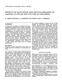 EFFECTS OF RANITIDINE AND METOCLOPRAMIDE ON GASTRIC