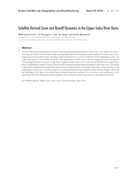 Satellite Derived Snow and Runoff Dynamics in the Upper Indus