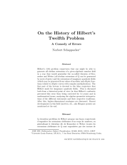 On the History of Hilbert`s Twelfth Problem