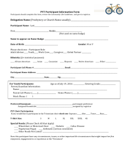 PYT Participant Information Form Delegation Name