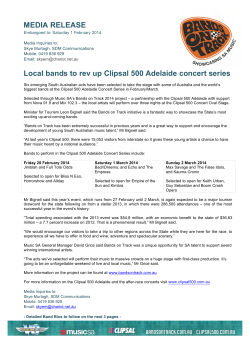 MEDIA RELEASE Local bands to rev up Clipsal 500 Adelaide