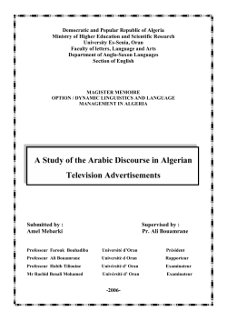 A Study of the Arabic Discourse in Algerian Television Advertisements