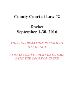 County Court at Law #2 Docket September 1-30, 2016