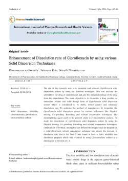 Enhancement of Dissolution rate of Ciprofloxacin by using various