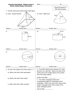 1. Find the volume and surface area of each figure. a) Given: Square