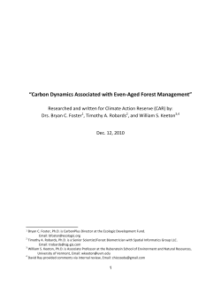 Carbon Dynamics Associated with Even
