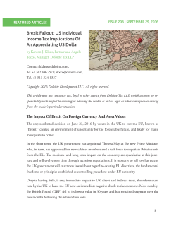 Brexit Fallout: US Individual Income Tax Implications Of An