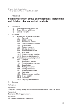 Annex 2 Stability testing of active pharmaceutical ingredients and