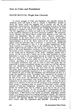 Fate in Crime and Punishment DAVID MATUAL, Wright State