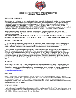 SEEKONK SPEEDWAY YOUTH RACING ASSOCIATION 2016 MINI