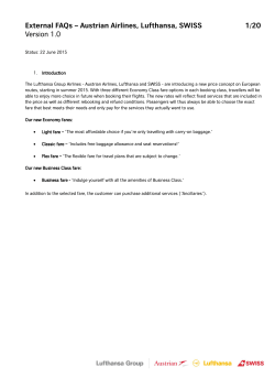 External FAQs &ndash; Austrian Airlines, Lufthansa, SWISS 1/20 Version 1.0