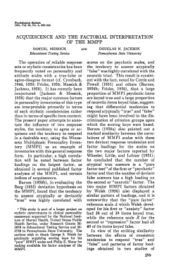 Acquiescence and the factorial interpretation of the