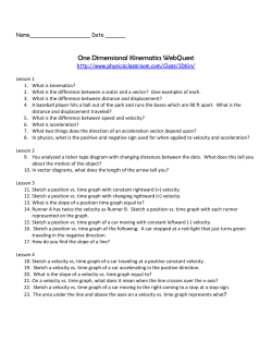 One Dimensional Kinematics WebQuest