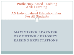 Proficiency-Based Teaching AND Learning = AN Individualized