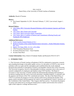 POL 10.05.01 Patent Policy of the University of North Carolina at