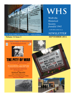 NEWSLETTER - Wolfville Historical Society