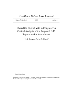 Should the Capital Vote in Congress? A Critical Analysis of the