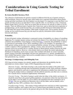 Considerations in Using Genetic Testing for Tribal Enrollment
