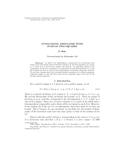 INVOLUTIONS ASSOCIATED WITH SUMS OF TWO SQUARES P
