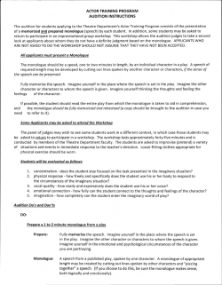 ACTOR TRAINING PROGRAM AUDITION INSTRUCTIONS