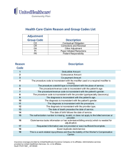Health Care Claim Reason and Group Codes List